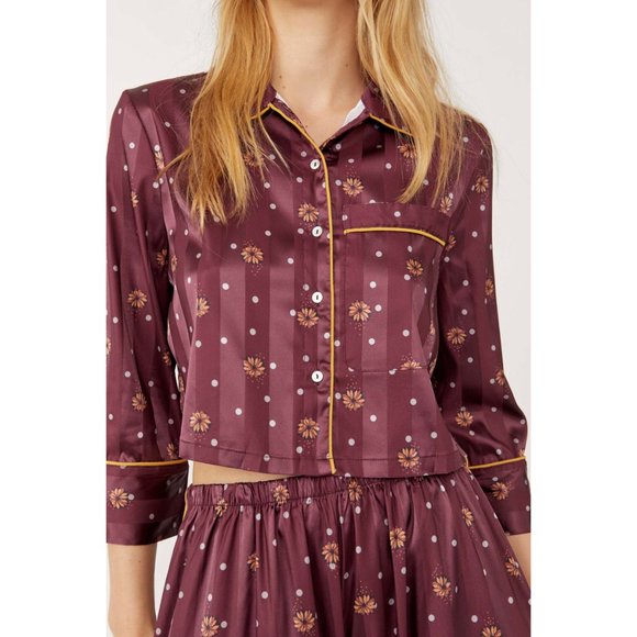 Free People Purple Pajama Set with Gold Accents - Picture 4 of 9